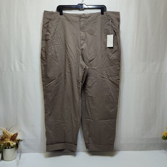 A New Day Womens 20W Dark Brown Stretch Straight Relaxed Cuffed Ankle Pants NWT - Picture 1 of 11